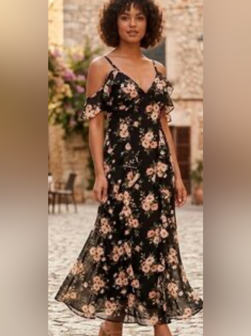 🆕 12 The Occassion by Old Navy Floral Black Ruffle Maxi Dress NWT